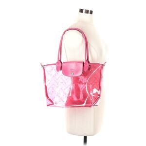 Longchamp Modele Depose Pink Transparent Clear Plastic Shoulder Bag Purse RARE